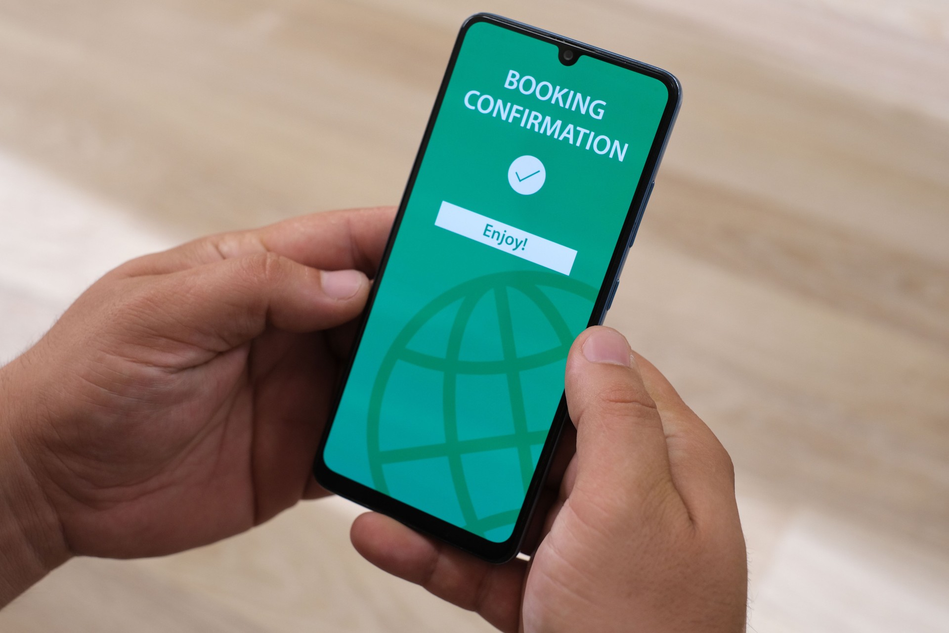 Online booking. Buying tickets and service online. Ordering service in online shop using smartphone.